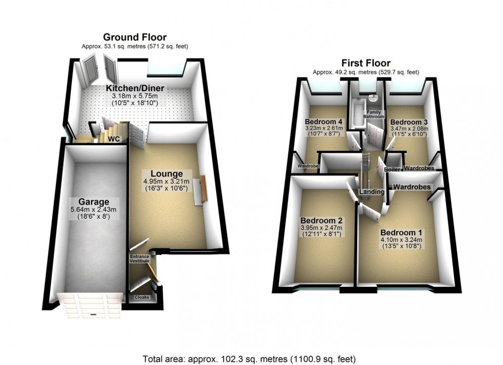 Floorplan for Honeysuckle Close, Selby