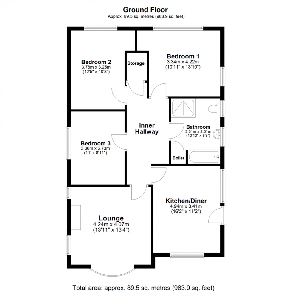 Floorplan for Chequerfield Avenue, Pontefract